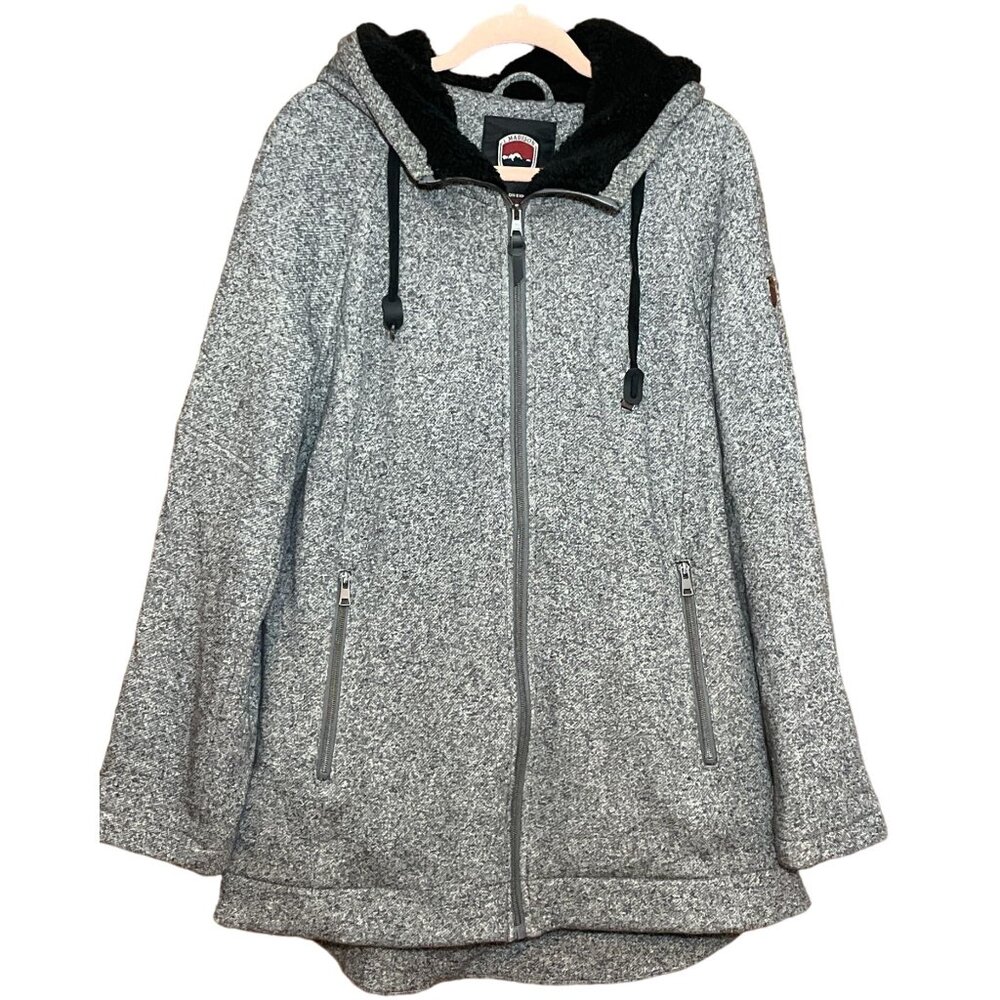 1 Madison Expedition Grey Knit Full Zip Hood Jacket Size Large